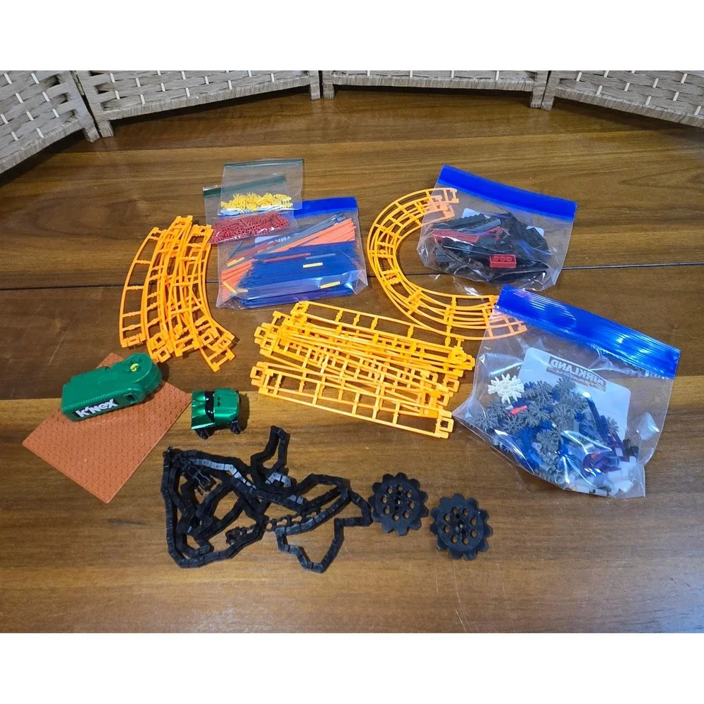 KNEX Roller Coaster Building Set Lot Motorized Car Orange Track Rods Connectors